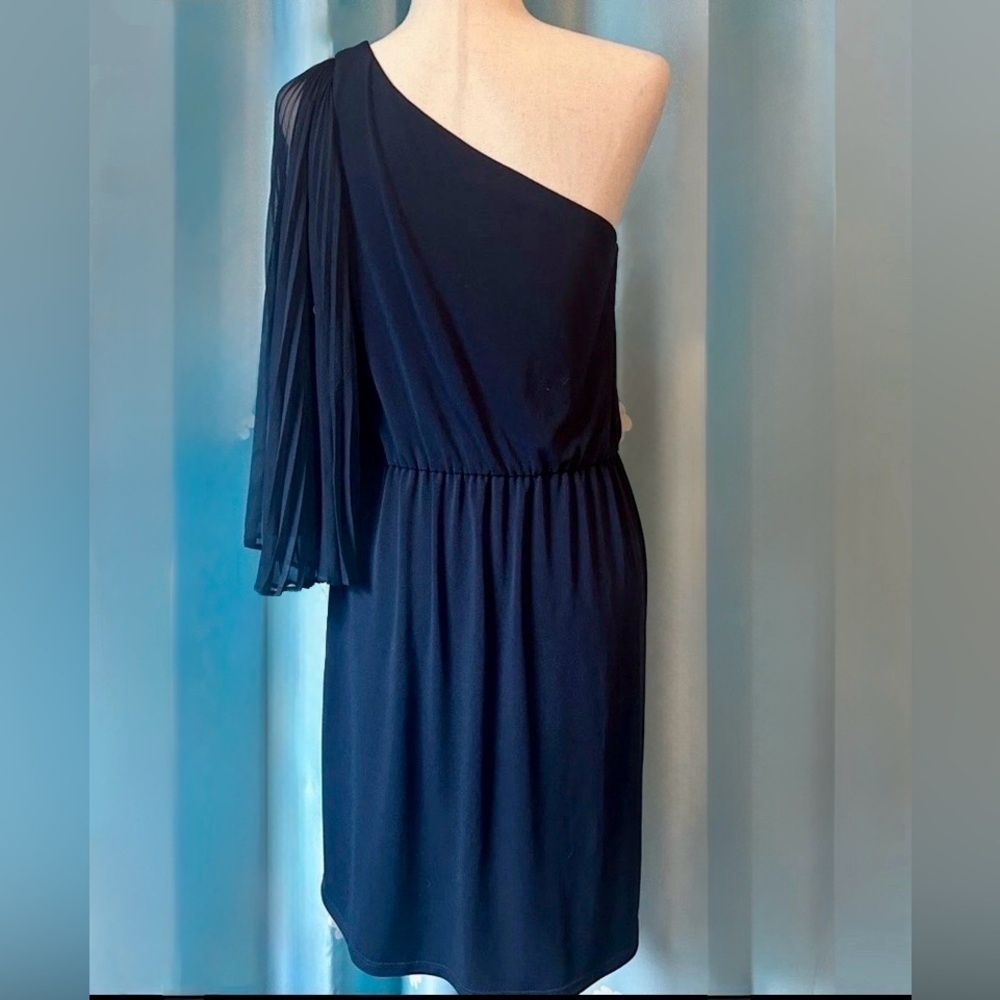 Alice + Olivia One-Shoulder Navy Blue Dress